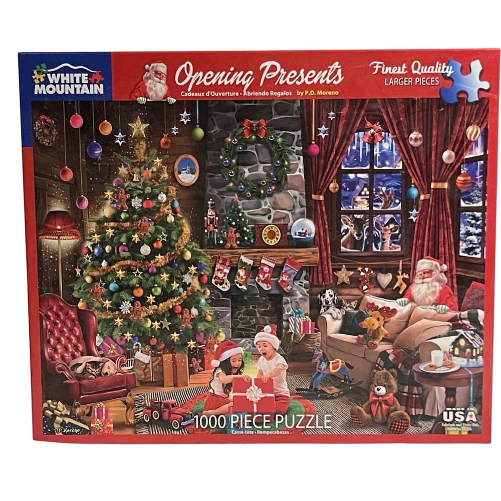 White Mountain Puzzles Opening Presents 1000 Piece Jigsaw Puzzle 1606 PD Moreno